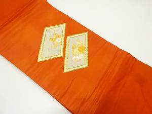 リサイクル　枡に菊・萩・牡丹模様刺繍名古屋帯